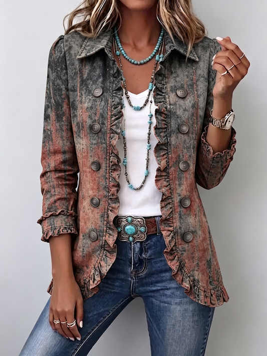 Geneviève™ | Veste Texturée Dégradée avec Volants
