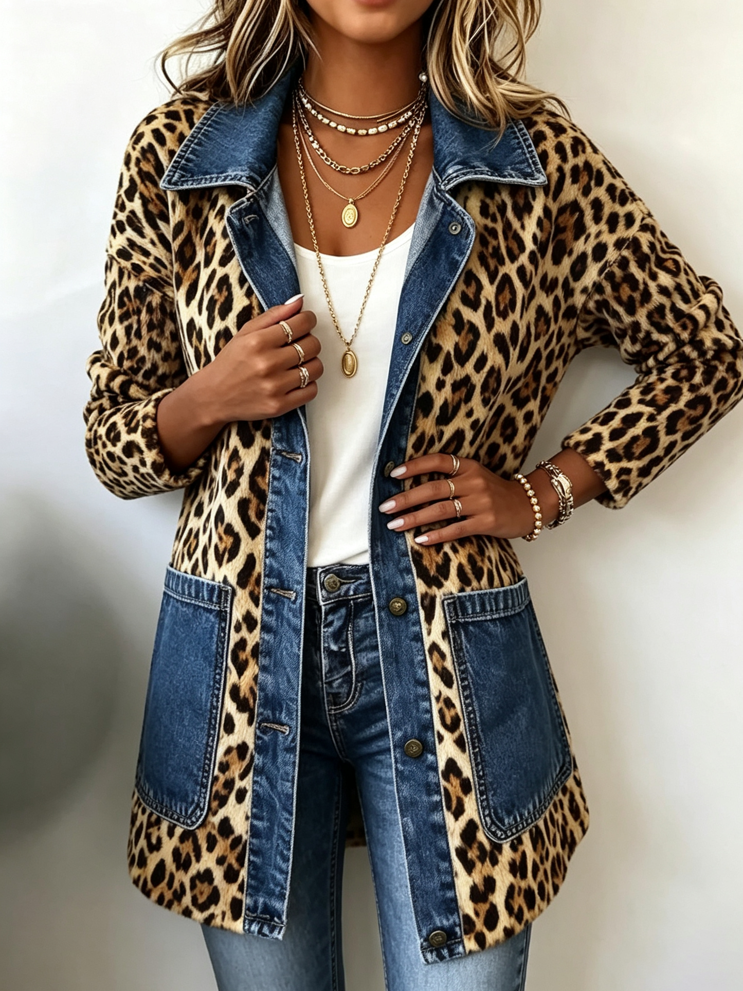 Eugénie™ | Veste Longue en Léopard avec Jean