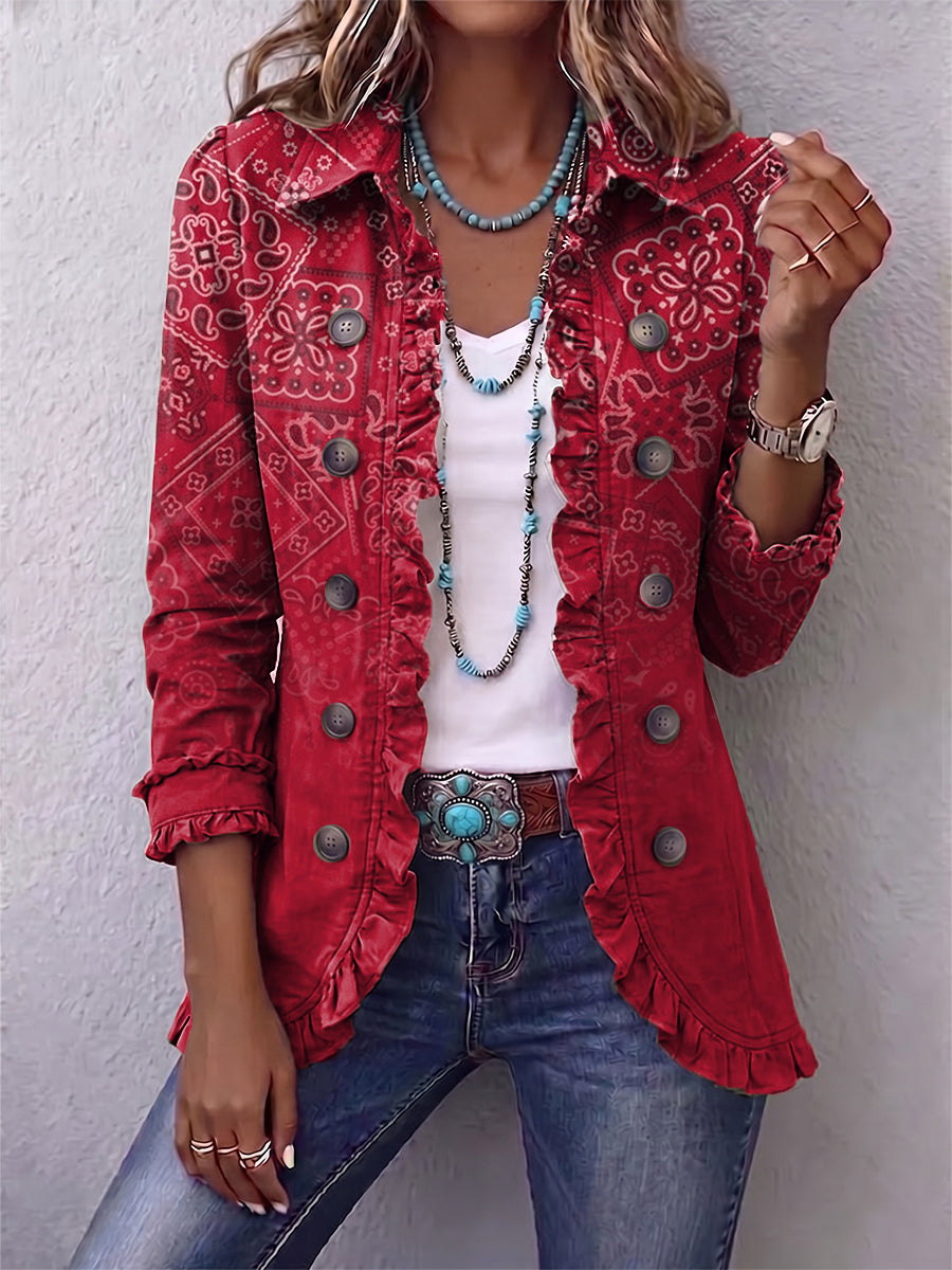 Joëlle™ | Veste en Cachemire Dégradé avec Volants