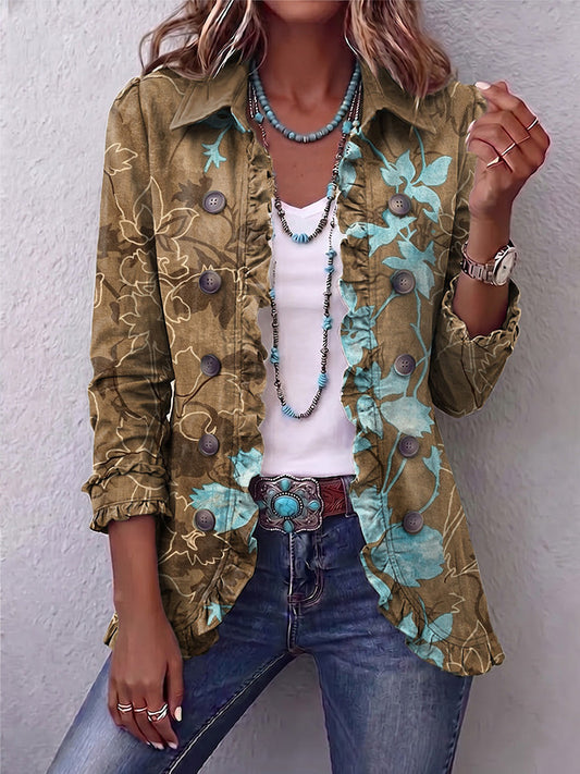 Yolande™ | Veste Florale Dégradée avec Volants