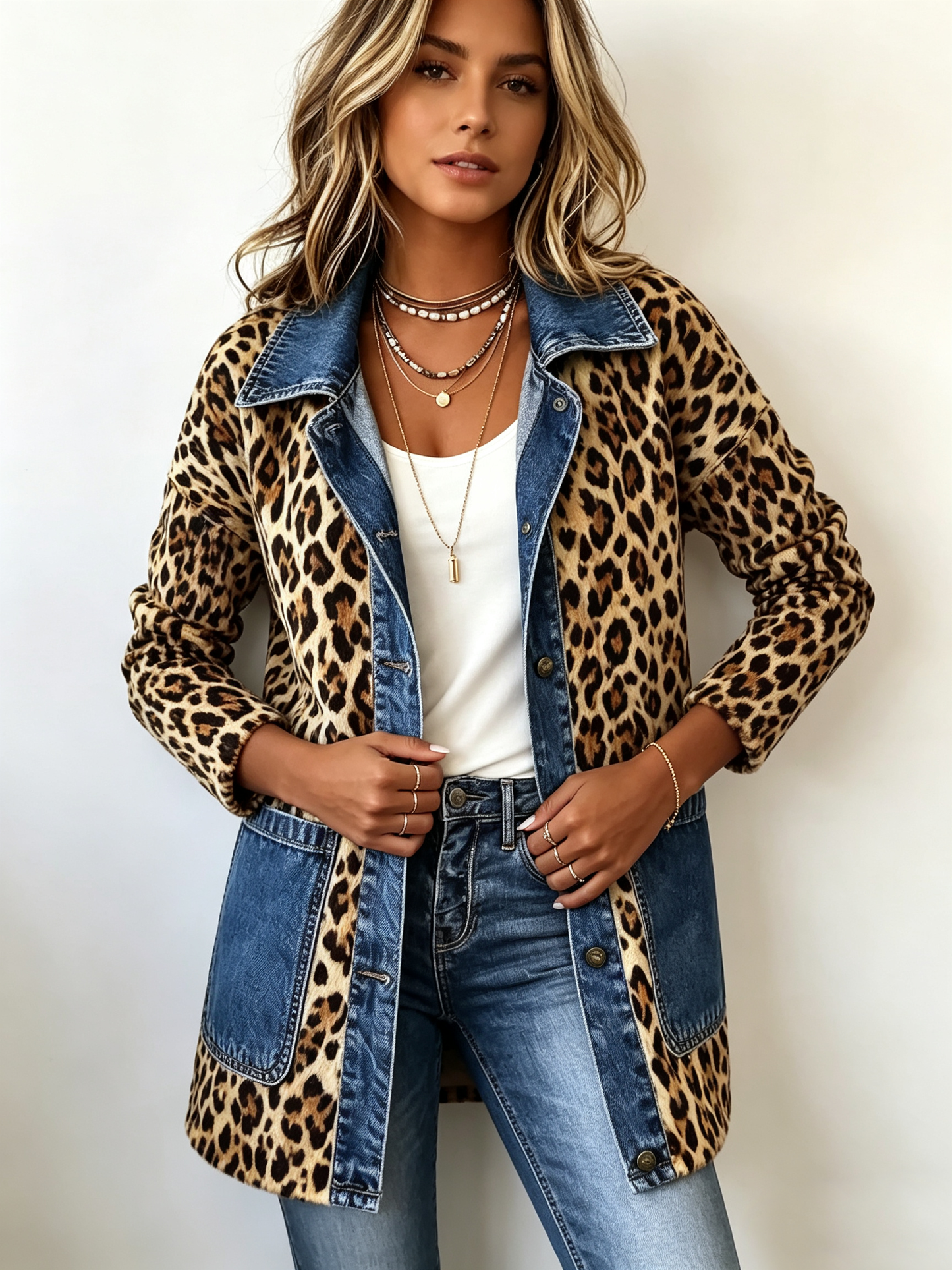 Eugénie™ | Veste Longue en Léopard avec Jean