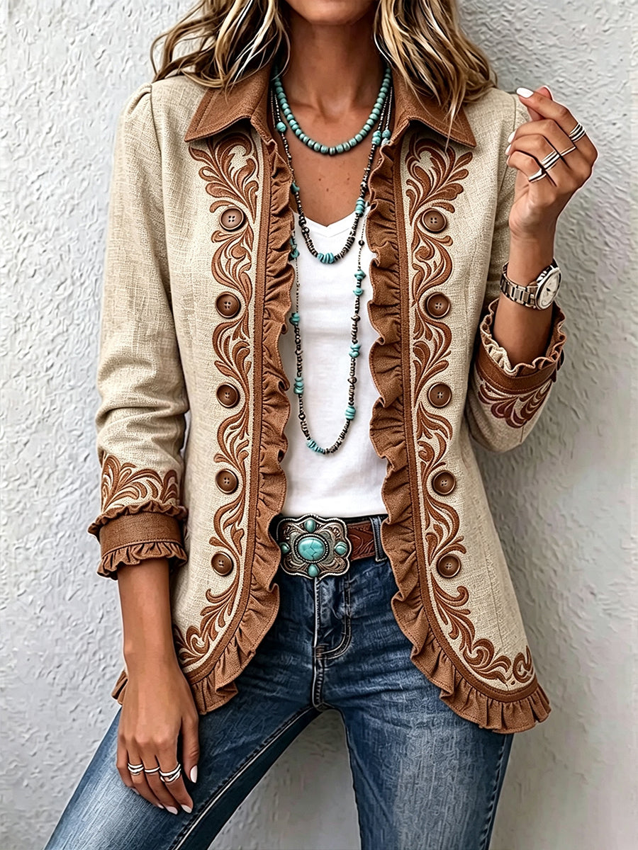 Diane™ | Veste Florale Brodée avec Volants