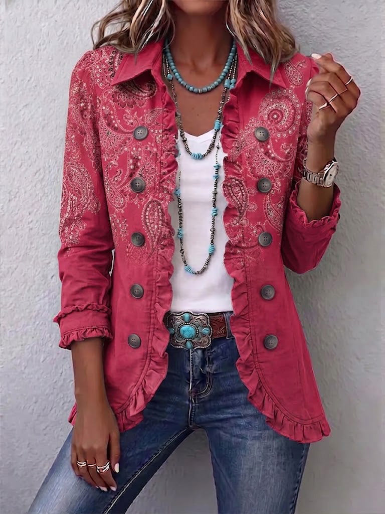 Ariane™ | Veste en Cachemire Rose avec Volants