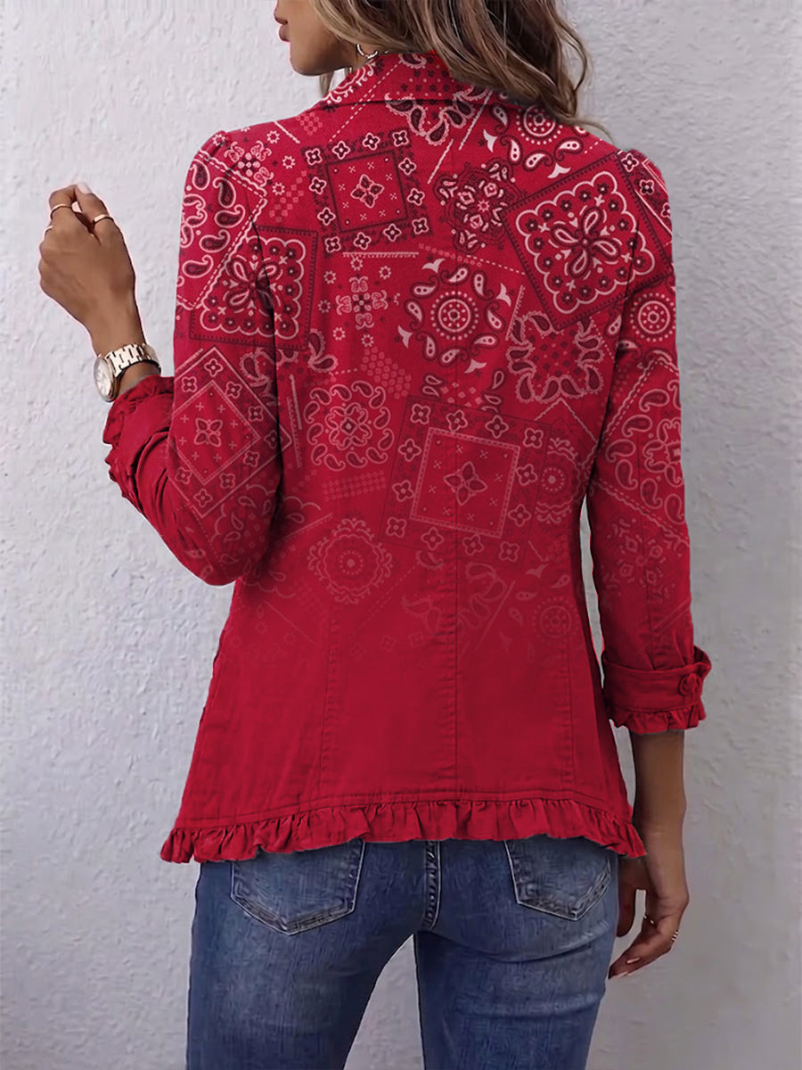 Joëlle™ | Veste en Cachemire Dégradé avec Volants