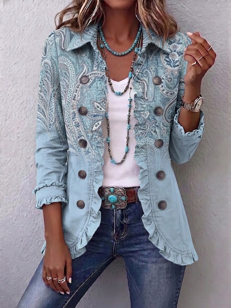 Séverine™ | Veste en Cachemire Vintage avec Volants